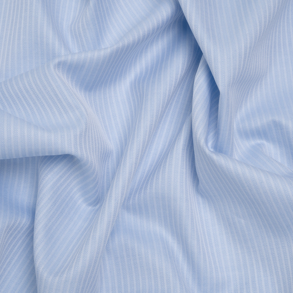 Cotton Herringbone Twill - Blue and White Stripes - Deadstock