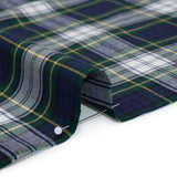 Brushed Cotton Twill Shirting - Blue, Green and Yellow Plaid - Designer Deadstock