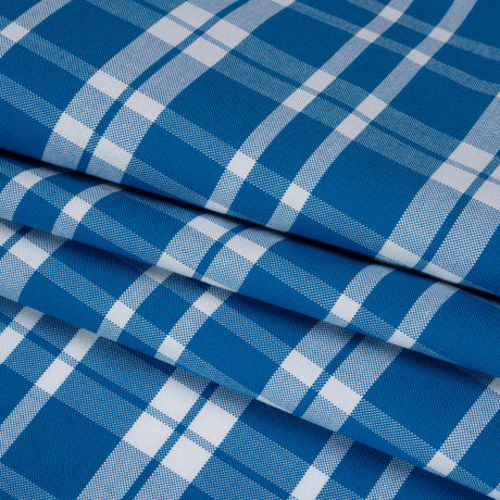 Cotton Oxford Shirting - Bright Blue and White Plaid - Deadstock