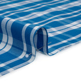 Cotton Oxford Shirting - Bright Blue and White Plaid - Deadstock