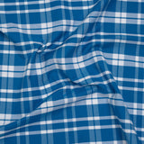 Cotton Oxford Shirting - Bright Blue and White Plaid - Deadstock