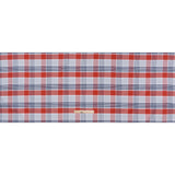 Cotton Oxford Shirting - Sky Blue, Navy and Light Red Plaid - Deadstock
