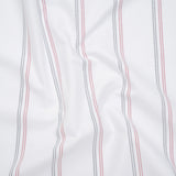 Cotton Oxford Shirting - White, Red and Navy Blue Paired Stripes - Deadstock
