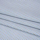 Cotton Oxford Shirting - Blue, Olive Green and White Candy Stripes - Deadstock