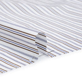 Cotton Shirting - Blue, Brown and White Ticking Stripes - Deadstock