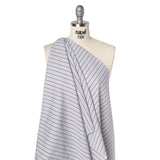 Cotton Shirting - Blue, Brown and White Ticking Stripes - Deadstock