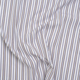 Cotton Shirting - Blue, Brown and White Ticking Stripes - Deadstock