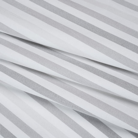 Cotton Oxford Shirting - White and Shades of Gray Stripes - Deadstock