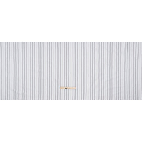 Cotton Oxford Shirting - White and Shades of Gray Stripes - Deadstock