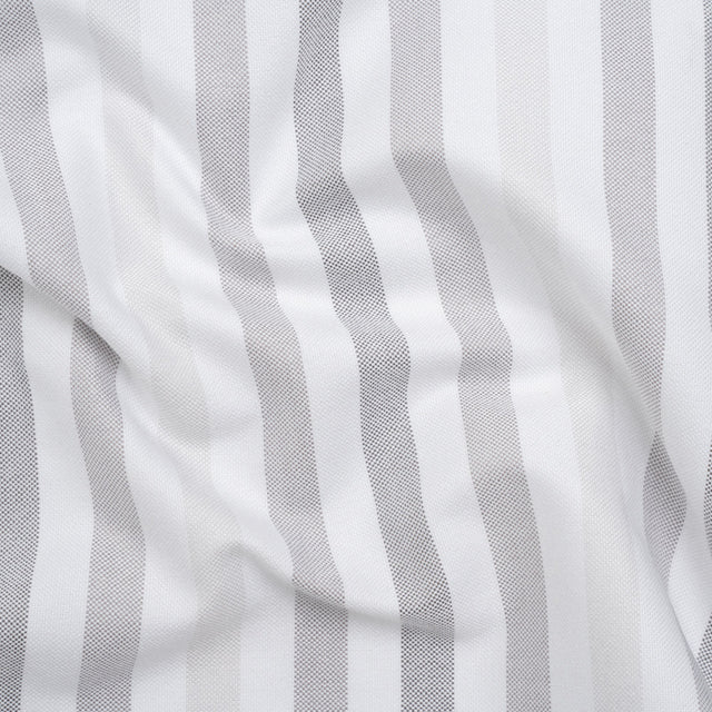Cotton Oxford Shirting - White and Shades of Gray Stripes - Deadstock