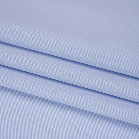 Cotton Shirting - Sky Blue and White Fine Stripes - Designer Deadstock
