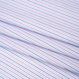 Cotton Twill Shirting - Light Blue, Red and Black Stripes - Deadstock