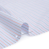 Cotton Twill Shirting - Light Blue, Red and Black Stripes - Deadstock