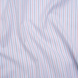 Cotton Twill Shirting - Light Blue, Red and Black Stripes - Deadstock