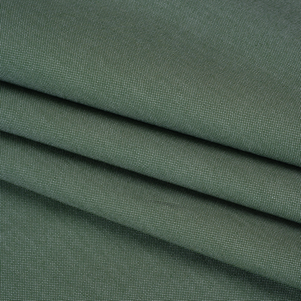 Cotton Oxford Shirting - Evergreen and White - Deadstock