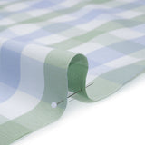 Cotton Oxford Shirting - Light Blue, Sage Green and White Big Tattersall Checks - Deadstock