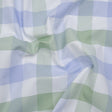 Cotton Oxford Shirting - Light Blue, Sage Green and White Big Tattersall Checks - Deadstock
