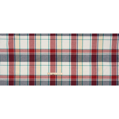 Brushed Cotton Shirting - Red, Blue and Sea Green Plaid - Deadstock