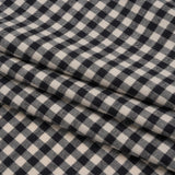 Brushed Cotton Twill Shirting Flannel - Black and Off White Checks - Designer Deadstock