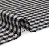 Brushed Cotton Twill Shirting Flannel - Black and Off White Checks - Designer Deadstock