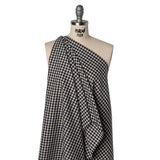 Brushed Cotton Twill Shirting Flannel - Black and Off White Checks - Designer Deadstock