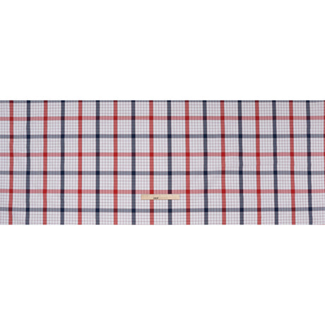 Cotton Shirting - Red, Blue and White Checked Plaid - Deadstock