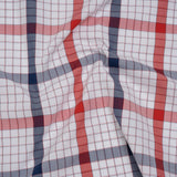 Cotton Shirting - Red, Blue and White Checked Plaid - Deadstock