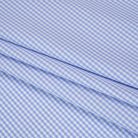 Cotton Gingham Shirting - Sky Blue and White Checks - Designer Deadstock