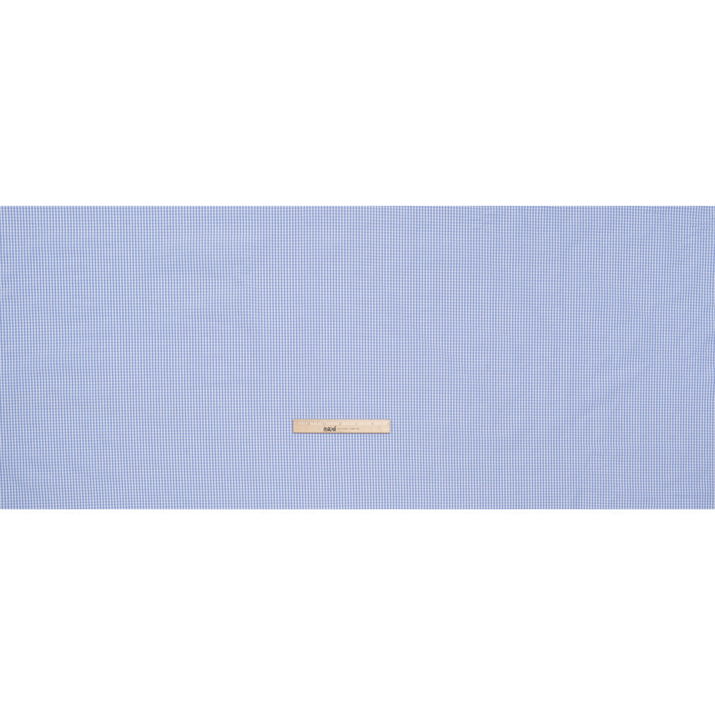 Cotton Gingham Shirting - Sky Blue and White Checks - Designer Deadstock