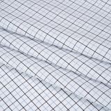 Cotton Twill Shirting - Sky Blue, Navy and White Tattersall Check - Designer Deadstock