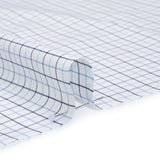 Cotton Twill Shirting - Sky Blue, Navy and White Tattersall Check - Designer Deadstock