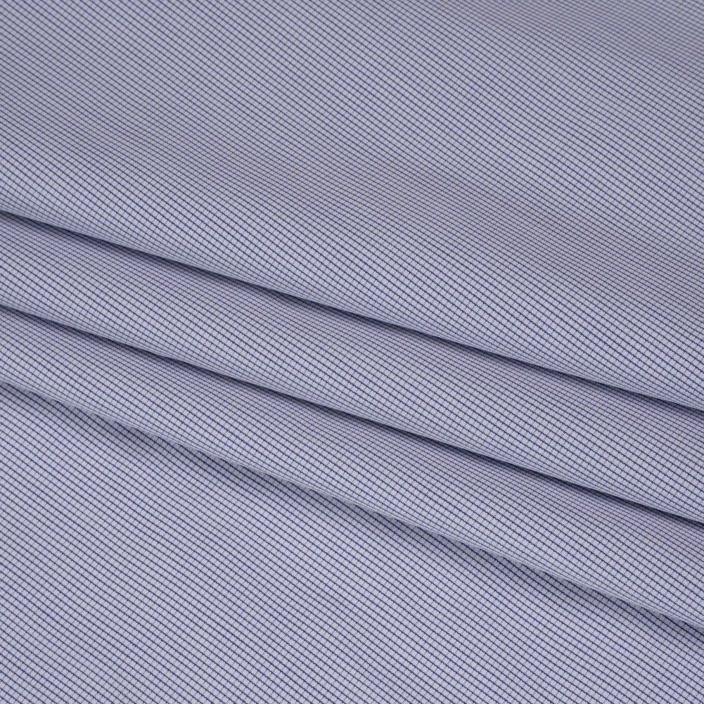 Cotton Shirting - Blue and White Tiny Windowpane Checks - Designer Deadstock