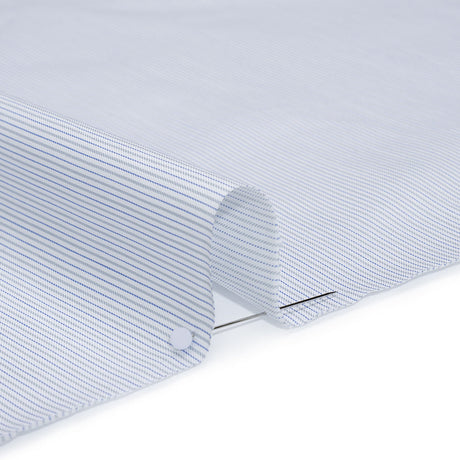 Cotton Twill Shirting - Blue, Gray and White Stripes - Deadstock