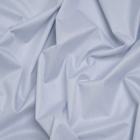 Cotton Twill Shirting - Blue, Gray and White Stripes - Deadstock