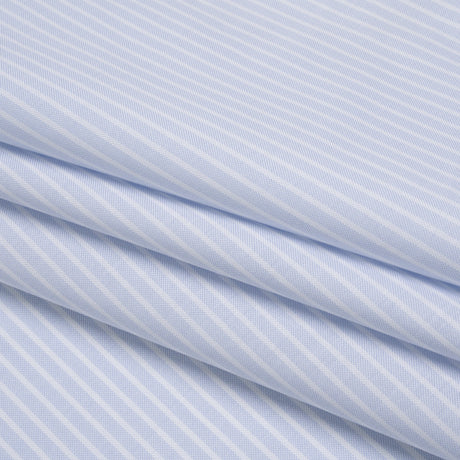 Cotton Oxford Shirting - Baby Blue and White Stripes - Deadstock