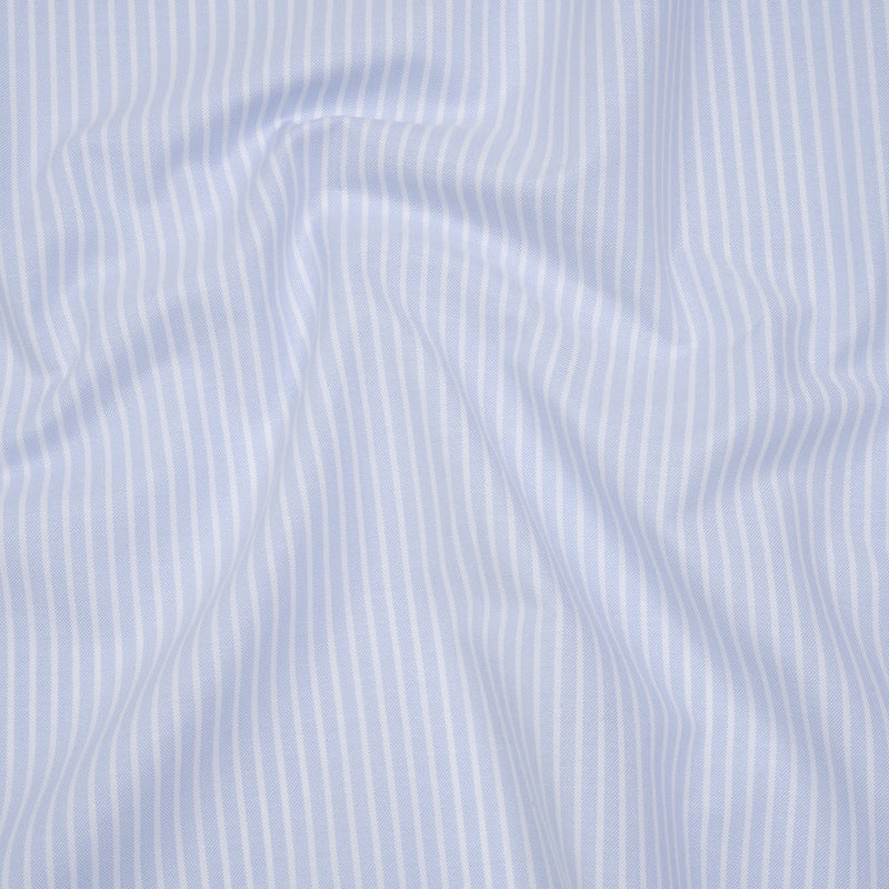 Cotton Oxford Shirting - Baby Blue and White Stripes - Deadstock