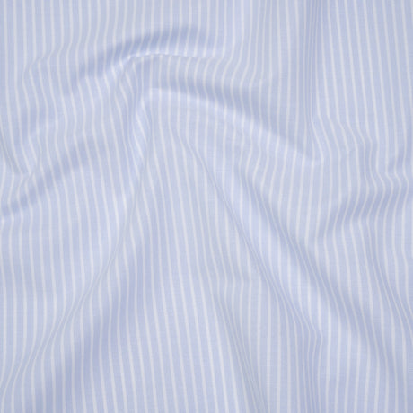 Cotton Oxford Shirting - Baby Blue and White Stripes - Deadstock