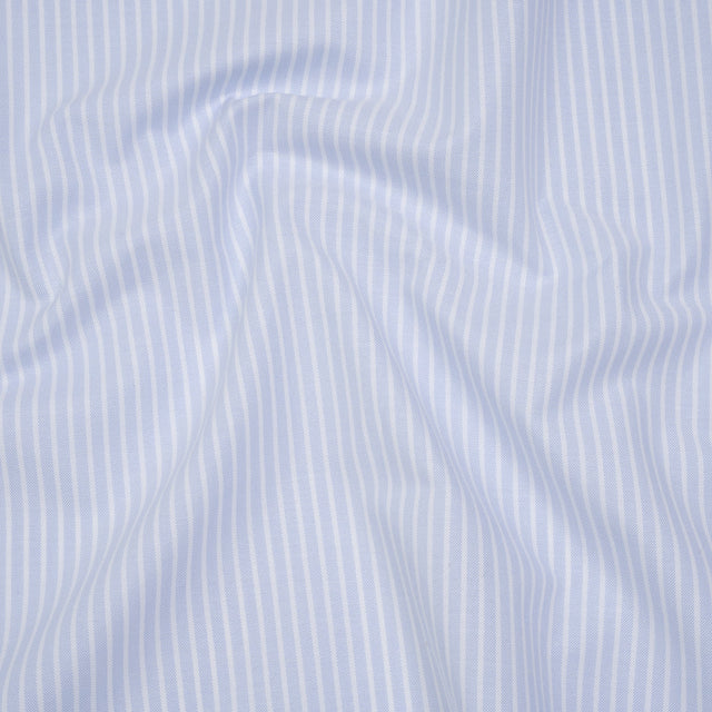 Cotton Oxford Shirting - Baby Blue and White Stripes - Deadstock