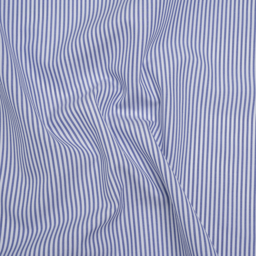 Cotton Poplin Shirting - Blue and White Candy Stripes - Designer Deadstock