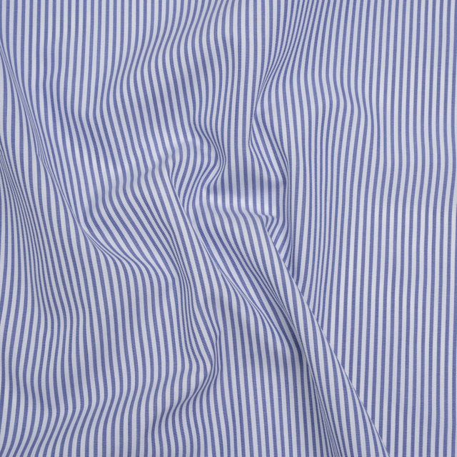 Cotton Poplin Shirting - Blue and White Candy Stripes - Designer Deadstock