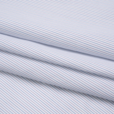 Cotton Dobby Shirting - Blue, Purple and White Pinstripes - Deadstock