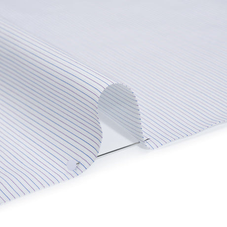 Cotton Dobby Shirting - Blue, Purple and White Pinstripes - Deadstock