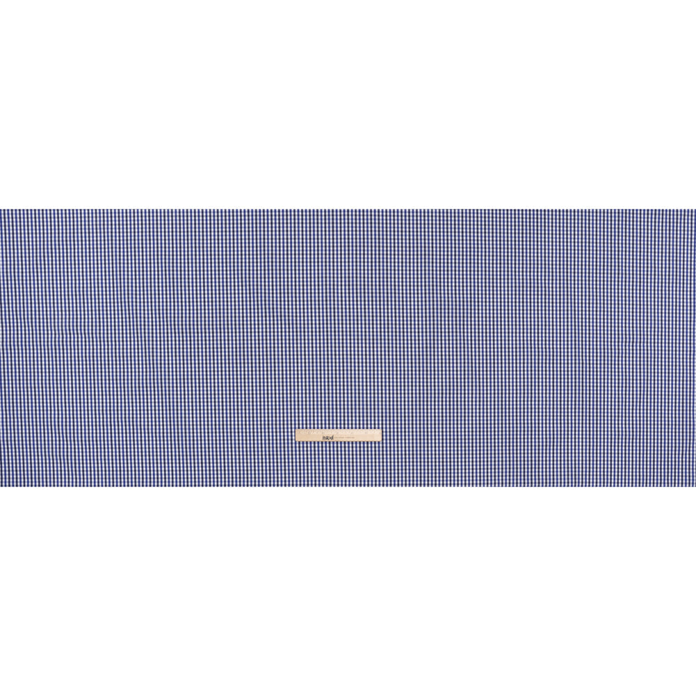 Cotton Shirting - Cobalt, Midnight Navy and White Tattersall Check - Designer Deadstock