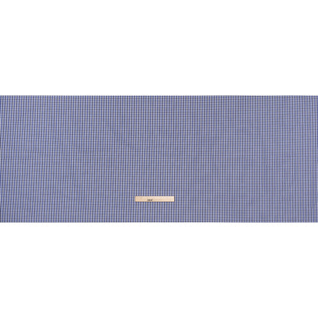 Cotton Shirting - Cobalt, Midnight Navy and White Tattersall Check - Designer Deadstock