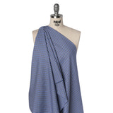 Cotton Shirting - Cobalt, Midnight Navy and White Tattersall Check - Designer Deadstock