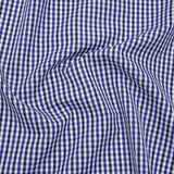 Cotton Shirting - Cobalt, Midnight Navy and White Tattersall Check - Designer Deadstock