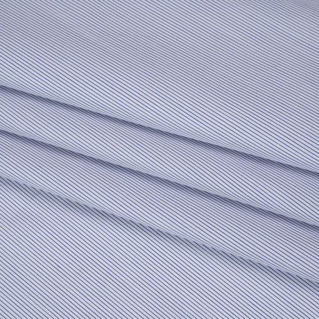 Cotton Shirting - Blue and White Pinstripes - Designer Deadstock