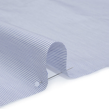 Cotton Shirting - Blue and White Pinstripes - Designer Deadstock
