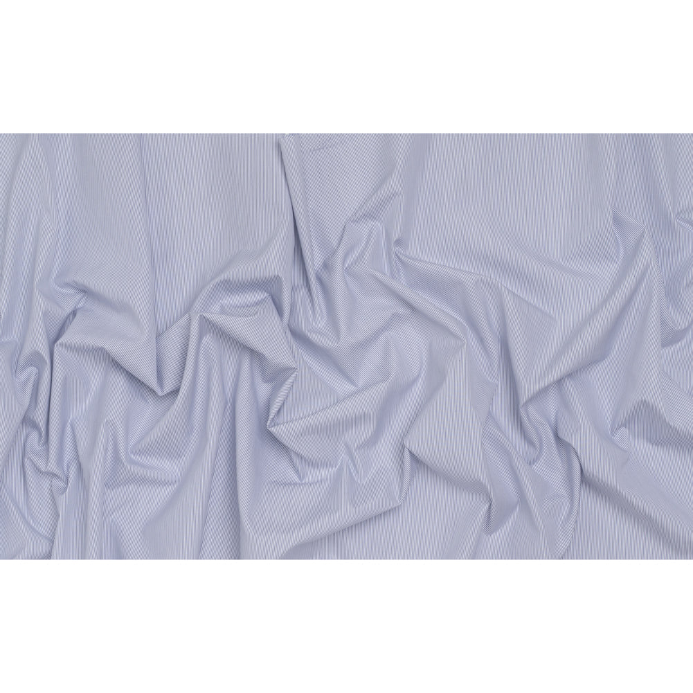 Cotton Shirting - Blue and White Pinstripes - Designer Deadstock