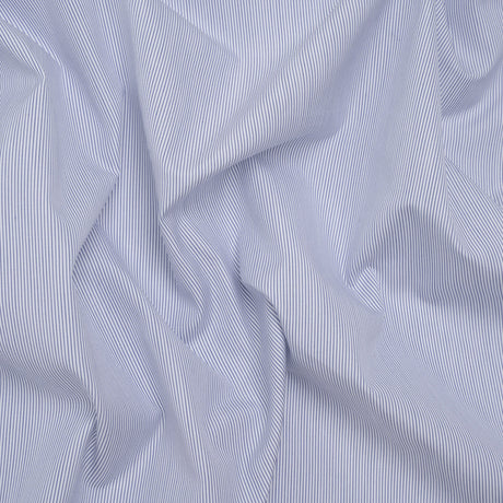 Cotton Shirting - Blue and White Pinstripes - Designer Deadstock